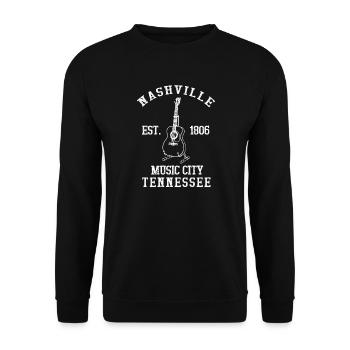 Nashville City Country Musik Tennessee Vintage Gui - Unisex Pullover - Schwarz - Vorne - Alina (178cm) & Michal (187cm)