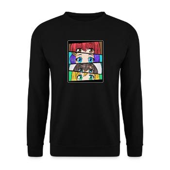 Anime Manga Comic Nerd Drôle Kawaii Japon - Sweat-shirt Unisexe - noir - Devant - Alina (178cm) & Michal (187cm)