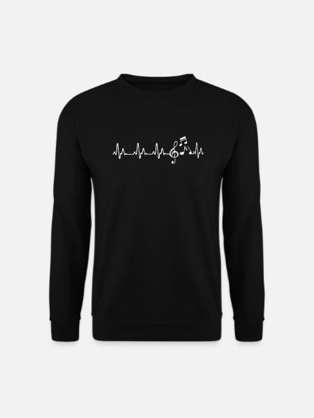 Musik Noten Herzschlag EKG Puls Höhen G Notenschlüssel Funn - Unisex Pullover - Schwarz