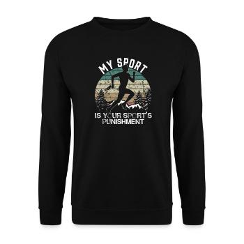 Your Sport's Punishment Runner Sprinter Funny Runn - Unisex Sweatshirt - black - Front - Alina (178cm) & Michal (187cm)