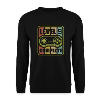 Level 9 Complete Gamer 9th Birthday Gaming - Unisex Sweatshirt - black - Front - Alina (178cm) & Michal (187cm)