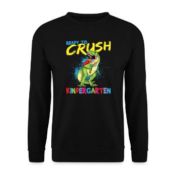 Ready To Crush Kindergarten Pre-K School T-Rex - Unisex Sweatshirt - black - Front - Alina (178cm) & Michal (187cm)