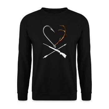 Hunting Fishing Outdoor Hunter Huntsman Fisherman - Unisex Sweatshirt - black - Front - Alina (178cm) & Michal (187cm)