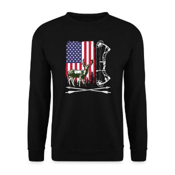 Bow Hunting American Hunter USA Flag Deer Hunt - Sweat-shirt Unisexe - noir - Devant - Alina (178cm) & Michal (187cm)
