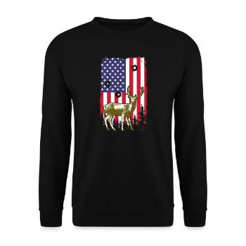 Hunting USA Flag Proud American Hunter Patriotic - Unisex Pullover - Schwarz - Vorne - Alina (178cm) & Michal (187cm)