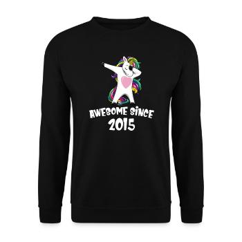 Awesome Since 2015 Birthday Dabbing Unicorn - Unisex Sweatshirt - black - Front - Alina (178cm) & Michal (187cm)