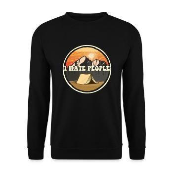 I Hate People Camping Nature Outdoor Camper - Unisex Sweatshirt - black - Front - Alina (178cm) & Michal (187cm)