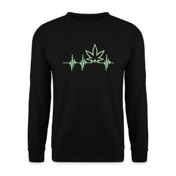 Cannabis Heartbeat ECG Weed Lover Hemp Leaf - Unisex Pullover - Schwarz - Vorne - Alina (178cm) & Michal (187cm)