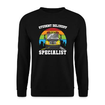 Chauffeur d’autobus scolaire spécialiste de la prestation de services aux étudiants - Sweat-shirt Unisexe - noir - Devant - Alina (178cm) & Michal (187cm)