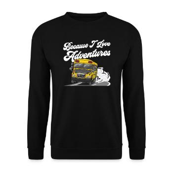 Because I Love Adventures Funny School Bus Driver - Unisex Sweatshirt - black - Front - Alina (178cm) & Michal (187cm)