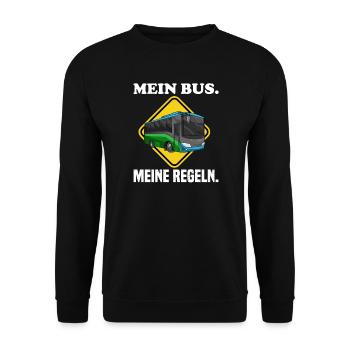 Mein Bus Meine Regeln Schulbus Busfahrer Sprüche - Unisex Pullover - Schwarz - Vorne - Alina (178cm) & Michal (187cm)
