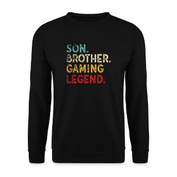 Son Brother Gaming-Legende Retro Vintage Funny Vide - Unisex Pullover - Schwarz - Vorne - Alina (178cm) & Michal (187cm)