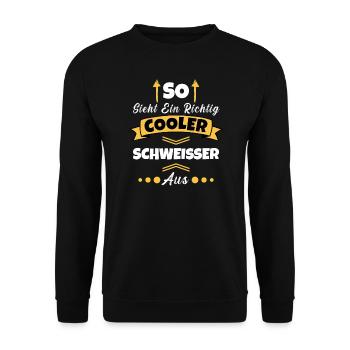 So Sieht Ein Richtig Cooler Bergmann aus - Unisex Pullover - Schwarz - Vorne - Alina (178cm) & Michal (187cm)