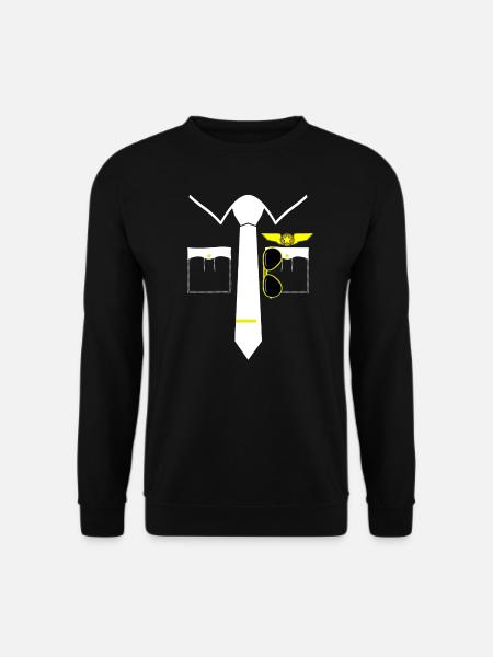 Piloten Kostüm Fliegerbrille Fasching Karneval - Unisex Pullover - Schwarz