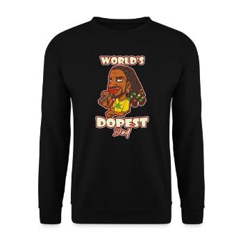 World's Dopest Dad - Unisex Pullover - Schwarz - Vorne - Alina (178cm) & Michal (187cm)