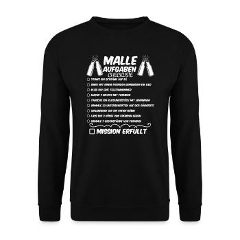 Malle Aufgaben Checkliste Malleurlaub Mallorca - Unisex Pullover - Schwarz - Vorne - Alina (178cm) & Michal (187cm)