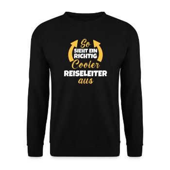 So Sieht Ein Richtig Cooler Reiseleiter aus - Unisex Pullover - Schwarz - Vorne - Alina (178cm) & Michal (187cm)
