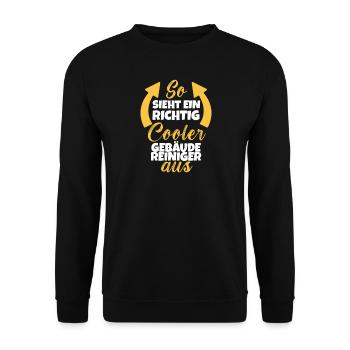 So Sieht Ein Richtig Cooler Gebäudereiniger aus - Unisex Pullover - Schwarz - Vorne - Alina (178cm) & Michal (187cm)