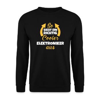 So Sieht Ein Richtig Cooler Elektroniker aus - Unisex Pullover - Schwarz - Vorne - Alina (178cm) & Michal (187cm)