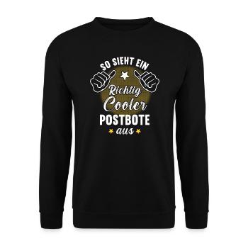 So Sieht Ein Richtig Cooler Postbote aus - Unisex Pullover - Schwarz - Vorne - Alina (178cm) & Michal (187cm)