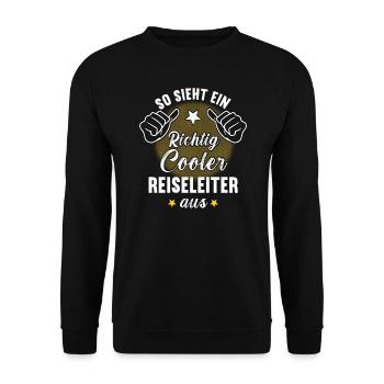 So Sieht Ein Richtig Cooler Reiseleiter aus - Unisex Pullover - Schwarz - Vorne - Alina (178cm) & Michal (187cm)
