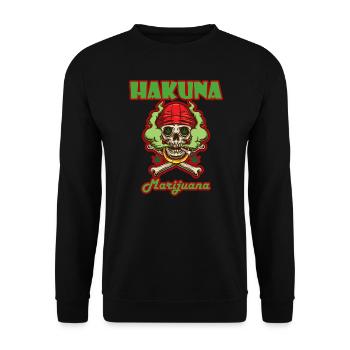 Hakuna Marijuana Funny Weed Smoking Pothead THC - Unisex Sweatshirt - black - Front - Alina (178cm) & Michal (187cm)