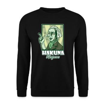 Hakuna Marijuana Funny Weed Smoking Pothead THC - Unisex Pullover - Schwarz - Vorne - Alina (178cm) & Michal (187cm)