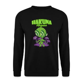 Hakuna Marijuana Funny Weed Smoking Pothead THC - Unisex Sweatshirt - black - Front - Alina (178cm) & Michal (187cm)