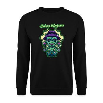Hakuna Marijuana Funny Weed Smoking Pothead THC - Unisex Sweatshirt - black - Front - Alina (178cm) & Michal (187cm)