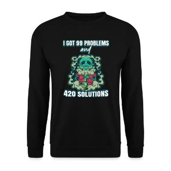 J’ai eu 99 problèmes et 420 solutions Cannabis Weed - Sweat-shirt Unisexe - noir - Devant - Alina (178cm) & Michal (187cm)