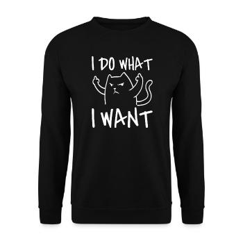 I Do What I Want Sarcasm Cat Middle Finger Kitten - Unisex Sweatshirt - black - Front - Alina (178cm) & Michal (187cm)