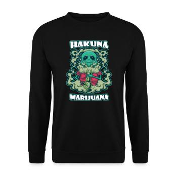 Hakuna Marijuana Funny Weed Smoking Pothead THC - Unisex Sweatshirt - black - Front - Alina (178cm) & Michal (187cm)