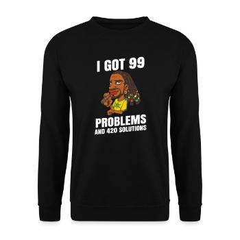 J’ai eu 99 problèmes et 420 solutions Cannabis Weed - Sweat-shirt Unisexe - noir - Devant - Alina (178cm) & Michal (187cm)