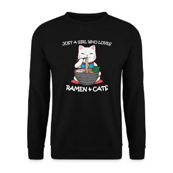Just A Girl Who Loves Ramen And Cats Japanese Cat - Unisex Pullover - Schwarz - Vorne - Alina (178cm) & Michal (187cm)