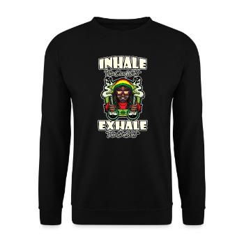 Inhale The Good Shit Exhale The Bullshit 420 Weed - Unisex Pullover - Schwarz - Vorne - Alina (178cm) & Michal (187cm)