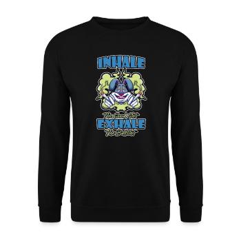 Inhale The Good Shit Exhale The Bullshit 420 Weed - Unisex Pullover - Schwarz - Vorne - Alina (178cm) & Michal (187cm)