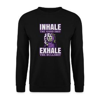 Inhale The Good Shit Exhale The Bullshit 420 Weed - Unisex Sweatshirt - black - Front - Alina (178cm) & Michal (187cm)