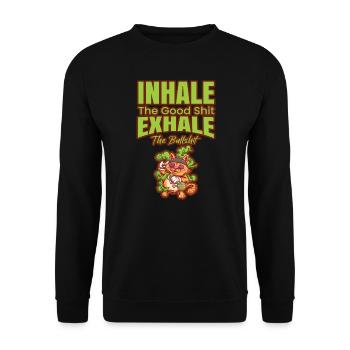 Inhale The Good Shit Exhale The Bullshit 420 Weed - Unisex Pullover - Schwarz - Vorne - Alina (178cm) & Michal (187cm)