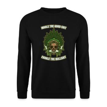 Inhale The Good Shit Exhale The Bullshit 420 Weed - Unisex Sweatshirt - black - Front - Alina (178cm) & Michal (187cm)