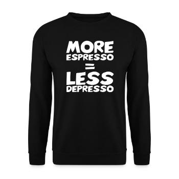 More Espresso Less Depresso Funny Coffee Lover - Unisex Sweatshirt - black - Front - Alina (178cm) & Michal (187cm)