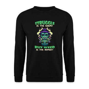 La lutte est l’ennemi, mais l’herbe est le remède - Sweat-shirt Unisexe - noir - Devant - Alina (178cm) & Michal (187cm)