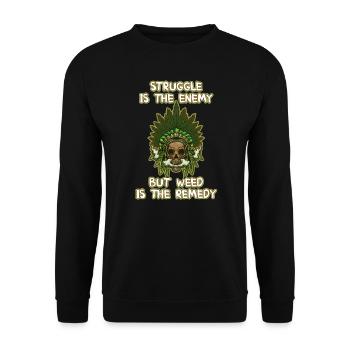 La lutte est l’ennemi, mais l’herbe est le remède - Sweat-shirt Unisexe - noir - Devant - Alina (178cm) & Michal (187cm)