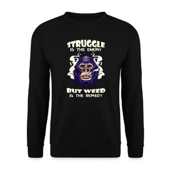 La lutte est l’ennemi, mais l’herbe est le remède - Sweat-shirt Unisexe - noir - Devant - Alina (178cm) & Michal (187cm)