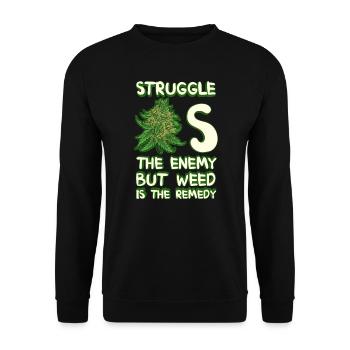 La lutte est l’ennemi, mais l’herbe est le remède - Sweat-shirt Unisexe - noir - Devant - Alina (178cm) & Michal (187cm)