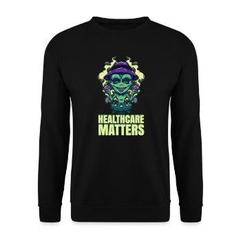 Healthcare Matters Cannabis Lover THC Medical Weed - Unisex Sweatshirt - black - Front - Alina (178cm) & Michal (187cm)