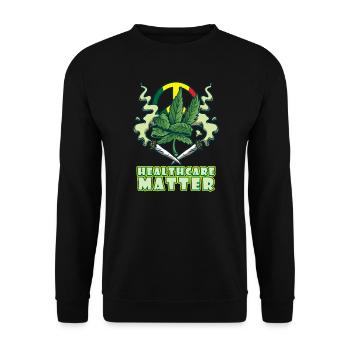 Healthcare Matters Cannabis Lover THC Medical Weed - Unisex Sweatshirt - black - Front - Alina (178cm) & Michal (187cm)