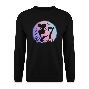 Birthday Girl 7 years old Mermaid Mermaid Nixe - Unisex Sweatshirt - black - Front - Alina (178cm) & Michal (187cm)