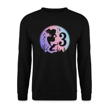 Anniversaire Fille 3 ans Sirène Sirène Sirène Sirène Sirène - Sweat-shirt Unisexe - noir - Devant - Alina (178cm) & Michal (187cm)