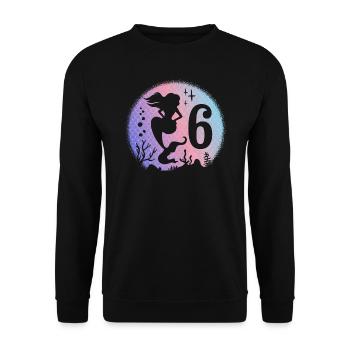 Anniversaire Fille 6 ans Sirène Sirène Nixe - Sweat-shirt Unisexe - noir - Devant - Alina (178cm) & Michal (187cm)