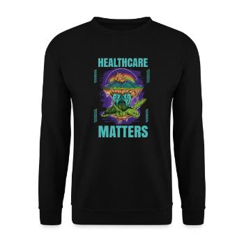 Healthcare Matters Cannabis Lover THC Medical Weed - Unisex Pullover - Schwarz - Vorne - Alina (178cm) & Michal (187cm)